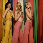 1960s Flat Bottomed Jeans – three young girls standing- girl wearing pink dress_ Blurbgeek