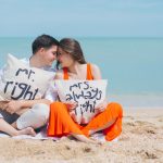 A Couple is sitting on beach| by Blurbgeek