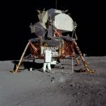 Astronaut analyzing Lunar Lander (Mission to Moon)