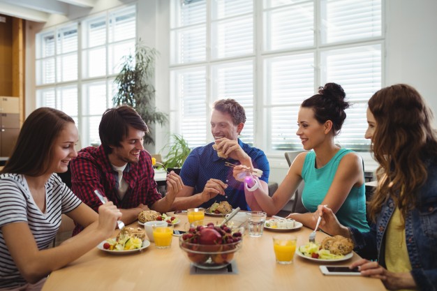 Freinds having lunch in break time