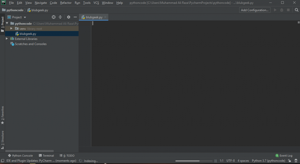 Pycharm interface Part 1