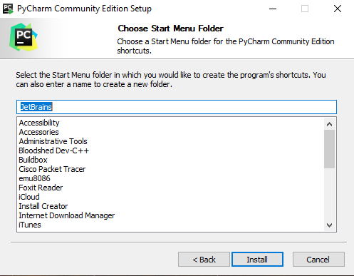 Installing Pycharm Step4