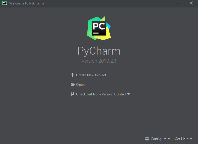 Pycharm Startup Page